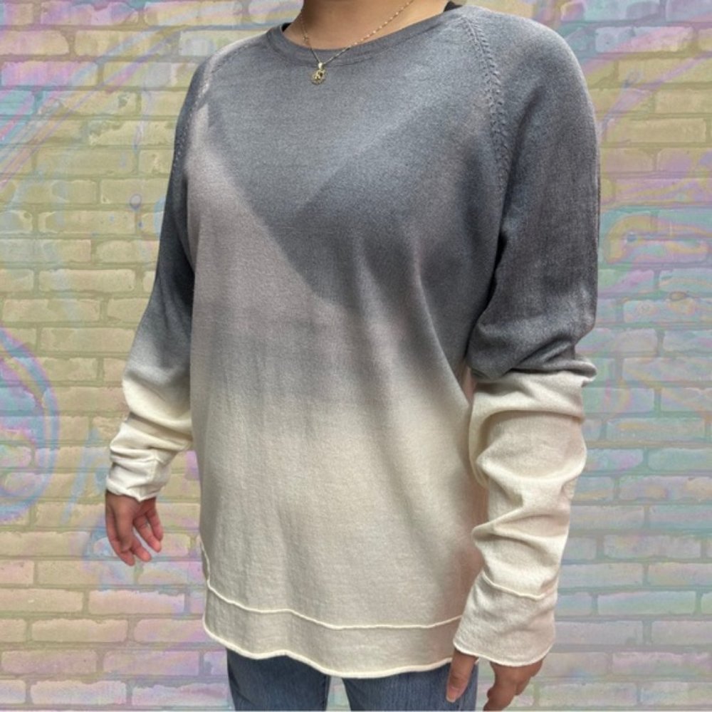 Retro Benson 100% Merino Wool Ombrée Gradient Bleach-washed Long Sleeve - Picture 2 of 3